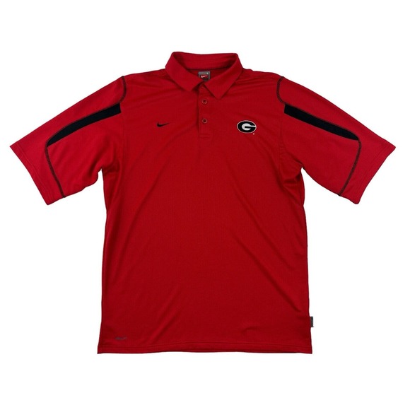 VTG‎ Georgia State Red Short Sleeve Pullover Nike Polo Shirt Sz L - Picture 1 of 7